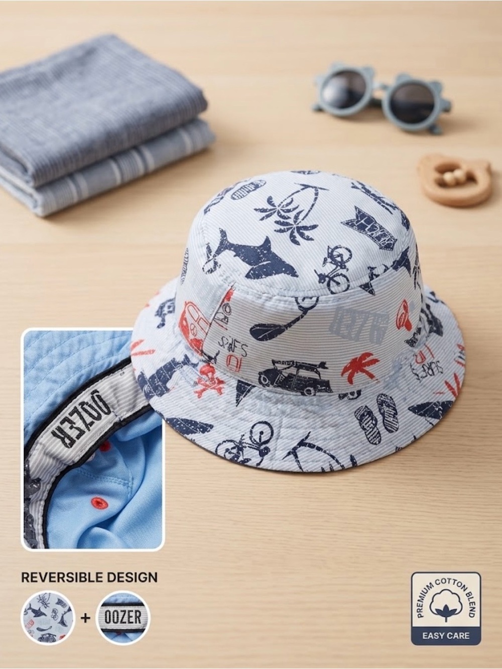 Dozer Boys Reversible Bucket Sun Hat – Excellent Condition